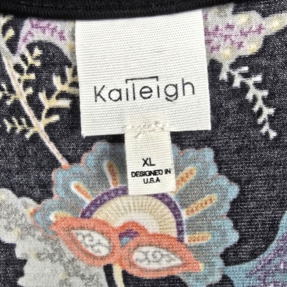 KAILEIGH Floral Romper Shorts Multicolor Black Womens Size XL Travel Comfy Soft - Picture 6 of 13